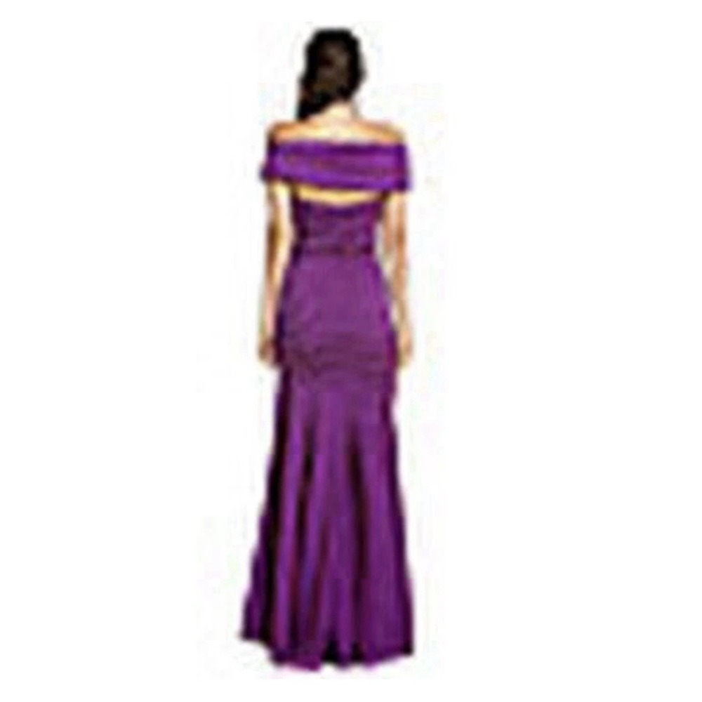 Theia Couture 880828 Orchid Taffeta Ruched Off‎ Shoulder Stretch Gown Size 10 - Picture 13 of 15